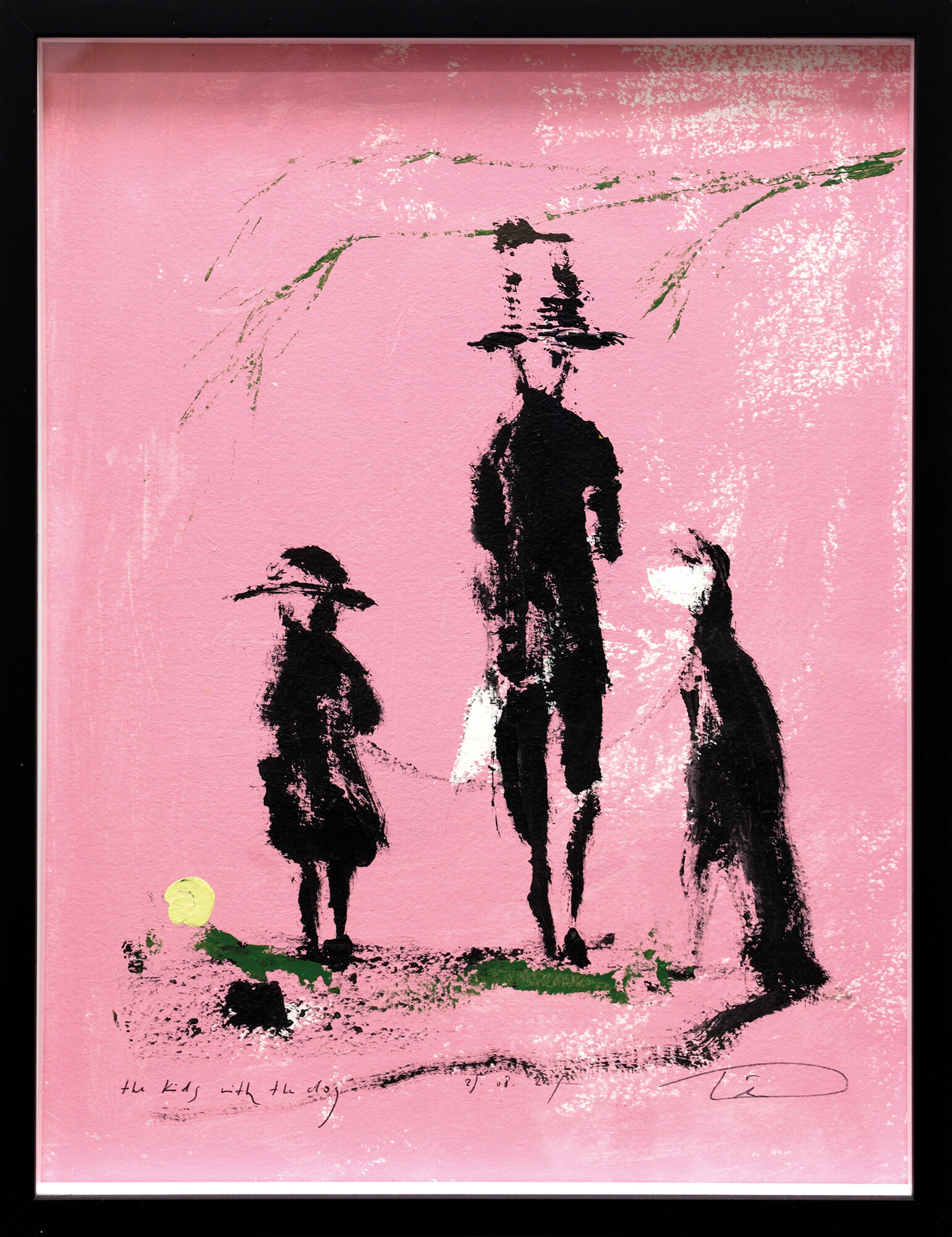 Schilderij "de-kinderen-met-de-hond" (2024) (Uniek stuk) van Lars Teichmann
