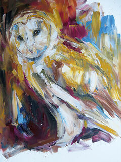 Picture "Silent Hunter - Barn Owl" (2020), on stretcher frame by Audrey Hagemann