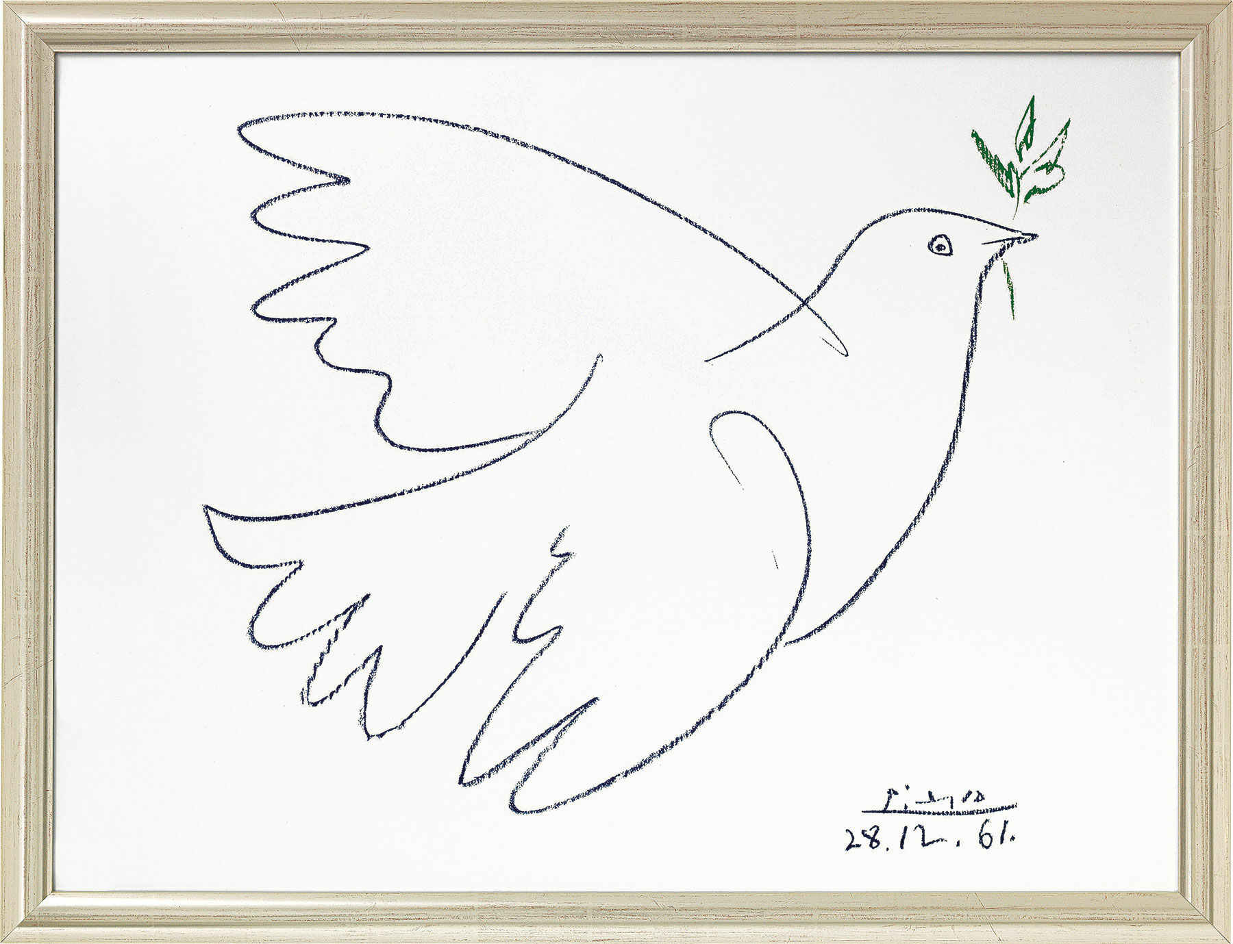 Bild "Friedenstaube" (1961), gerahmt von Pablo Picasso