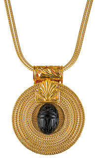 Necklace "Sun Wheel with Onyx Scarab"