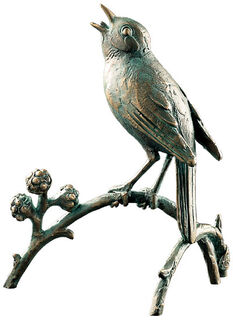 Gartenskulptur "Nachtigall auf Ast", Bronze