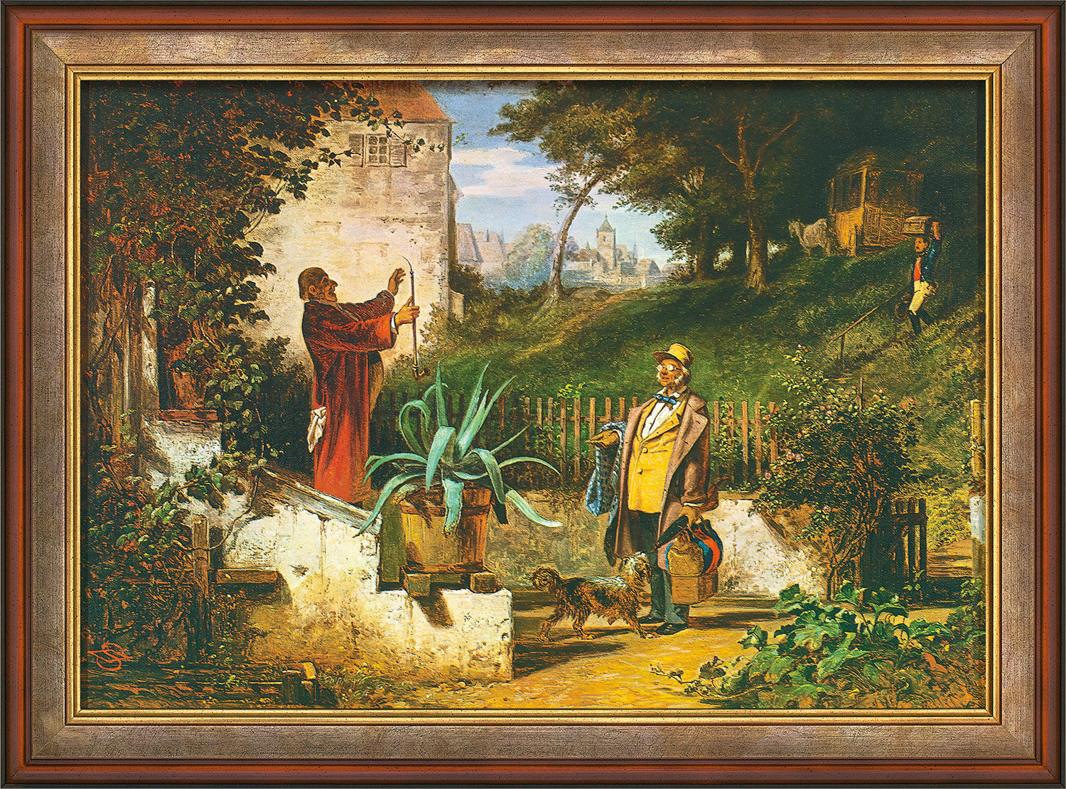 Picture "Friends of Youth" (c. 1855), framed by Carl Spitzweg