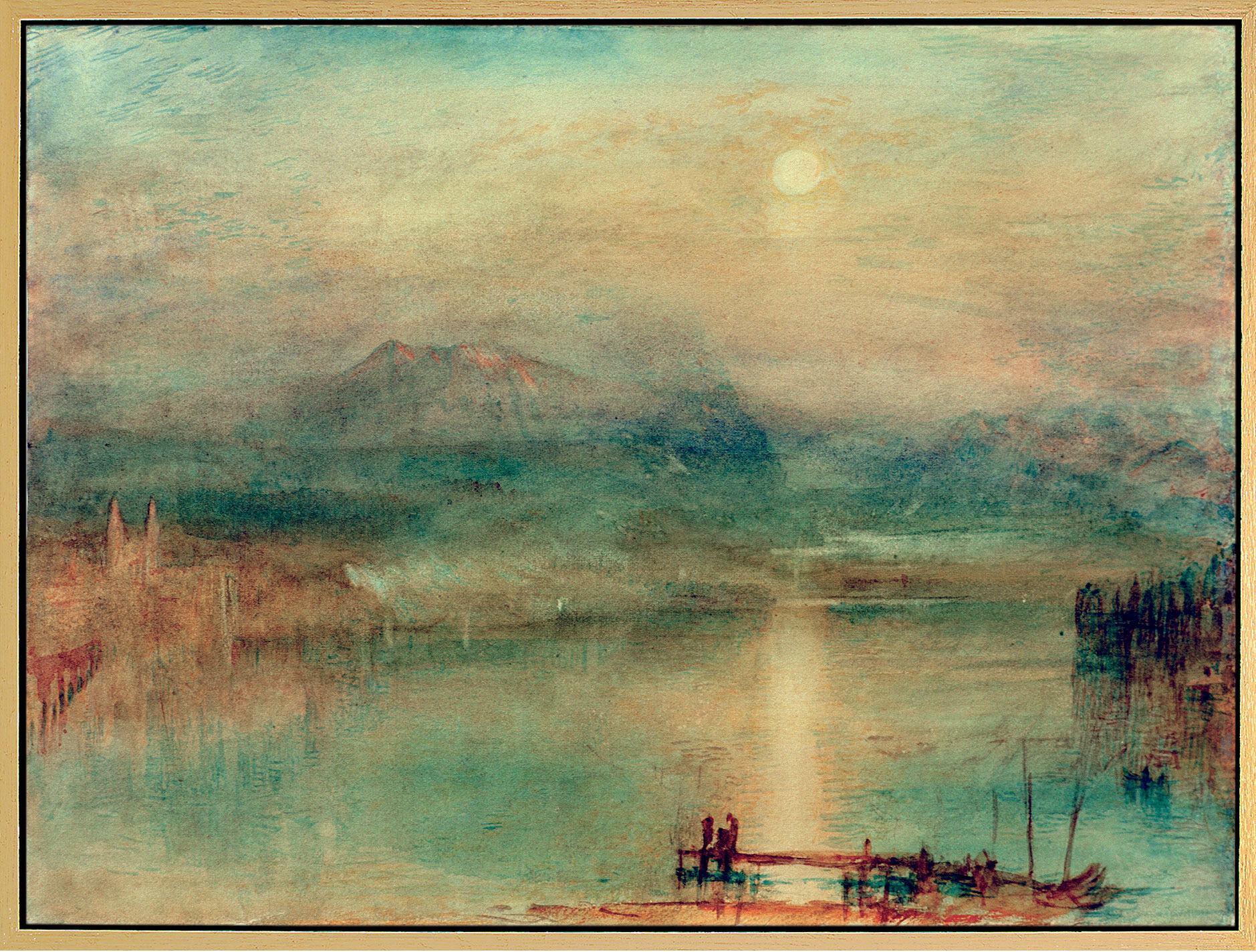 Billede "Måneskin over Lucerne-søen" (ca. 1841-44), indrammet von William Turner