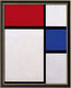 Tableau "Composition n° II, avec rouge et bleu" (1929), encadré de Piet Mondrian