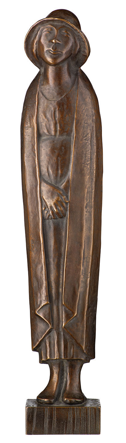Skulptur "Die Pilgerin" (1935) - aus "Fries der Lauschenden", Reduktion in Bronze von Ernst Barlach