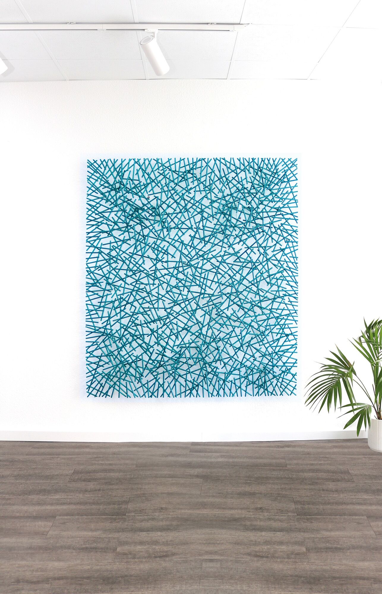 Vægobjekt "Maze Turquoise" (2024) (Unikat) af Christine Liebich