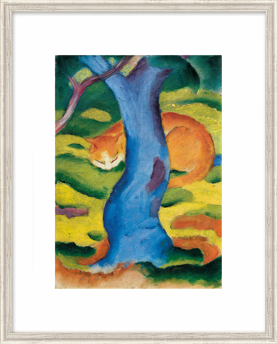 Picture "Cat behind a Tree" (1910/11), framed by Franz Marc