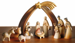 Holzschnitzkunst / Weihnachtskrippe "Stern von Bethlehem", 12-teilig