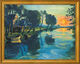 Tableau "Les premiers rayons de soleil sur la terrasse du moulin" (v. 1934), version encadrée dorée de Max Pechstein