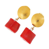 Boucles d'oreilles à clip "Passion" avec corail de culture central