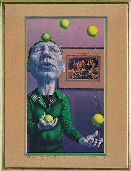 Bild "Vandring dag 3b", inramad av Rudolf Hausner