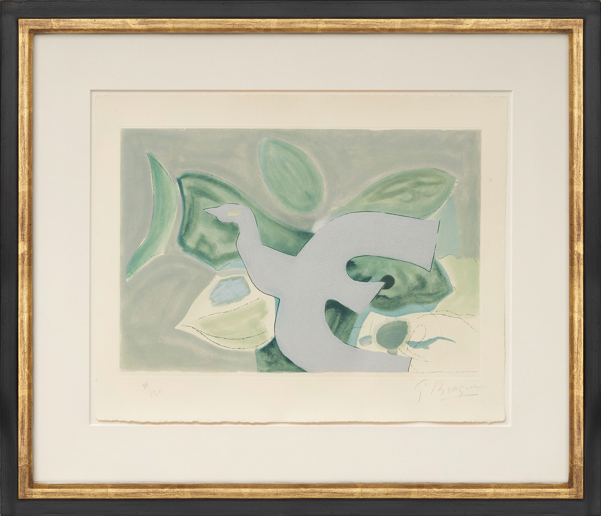 Tableau "Oiseau gris sur fond vert" (1962) von Georges Braque