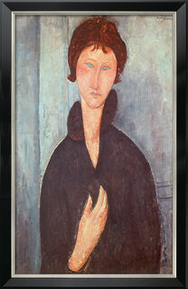 Picture "Woman with Blue Eyes" (1918), black and silver-coloured framed version