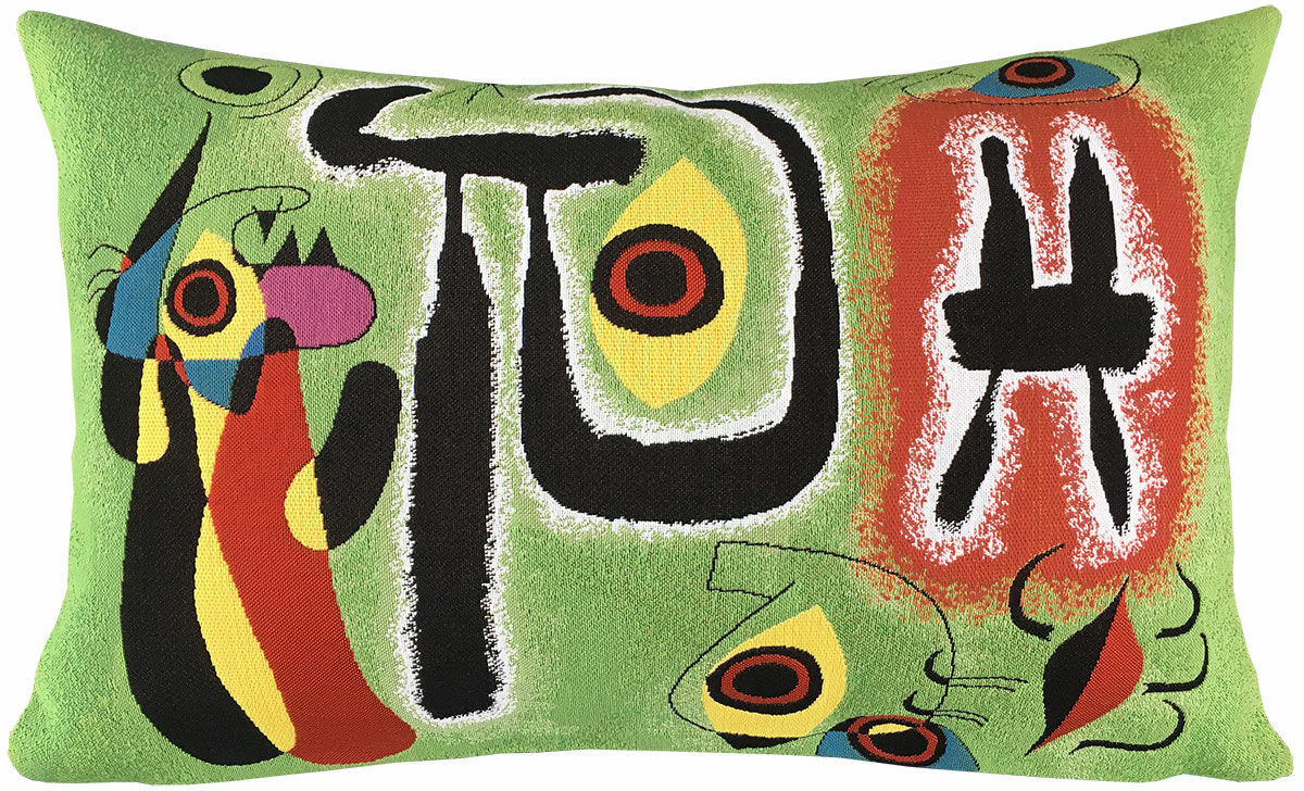 Housse de coussin "Le soleil rouge ronge l'araignée" (1948) von Joan Miró
