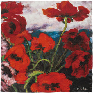 Silk scarf "Large Poppies (Red, Red, Red)"
