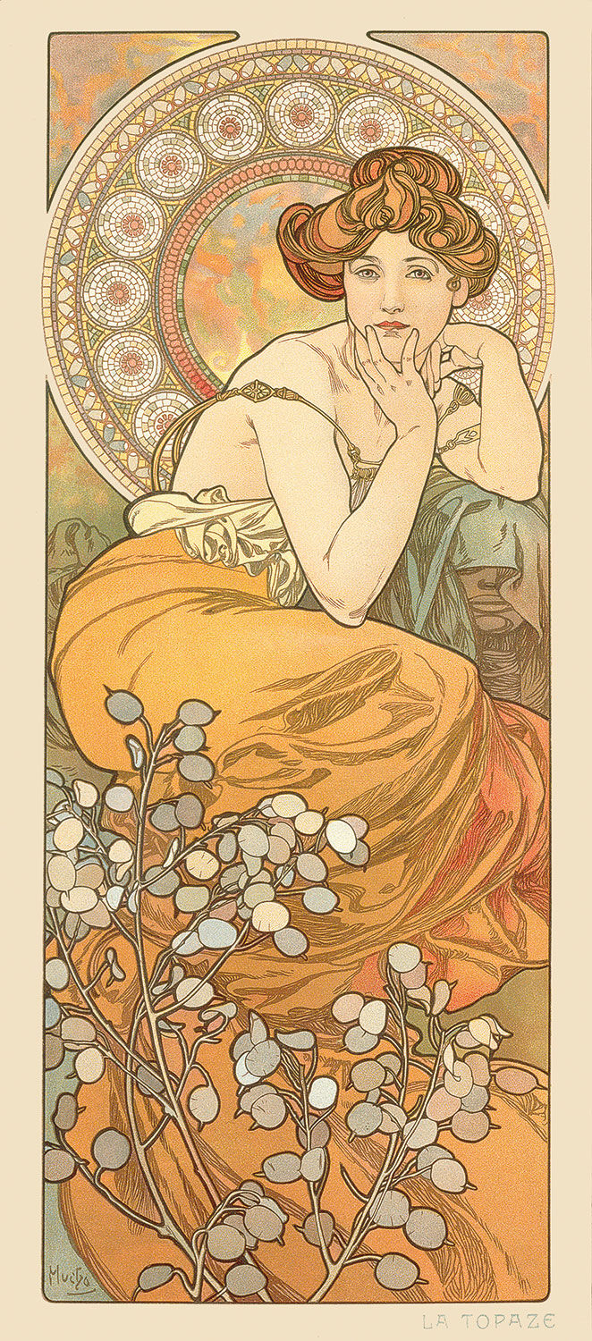 Glass picture "Topaz" by Alphonse Mucha