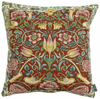 Cushion cover "Roses and Birds Red" - after William Morris