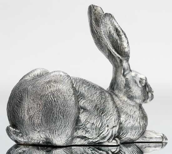Sculpture "Dürer Hare", silver-plated bronze version by Ottmar Hörl