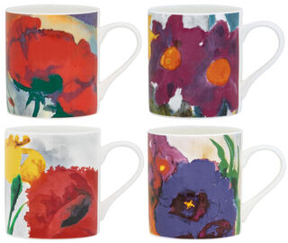 4 Becher mit Künstlermotiven "Sommerblumen" im Set, Porzellan von Emil Nolde