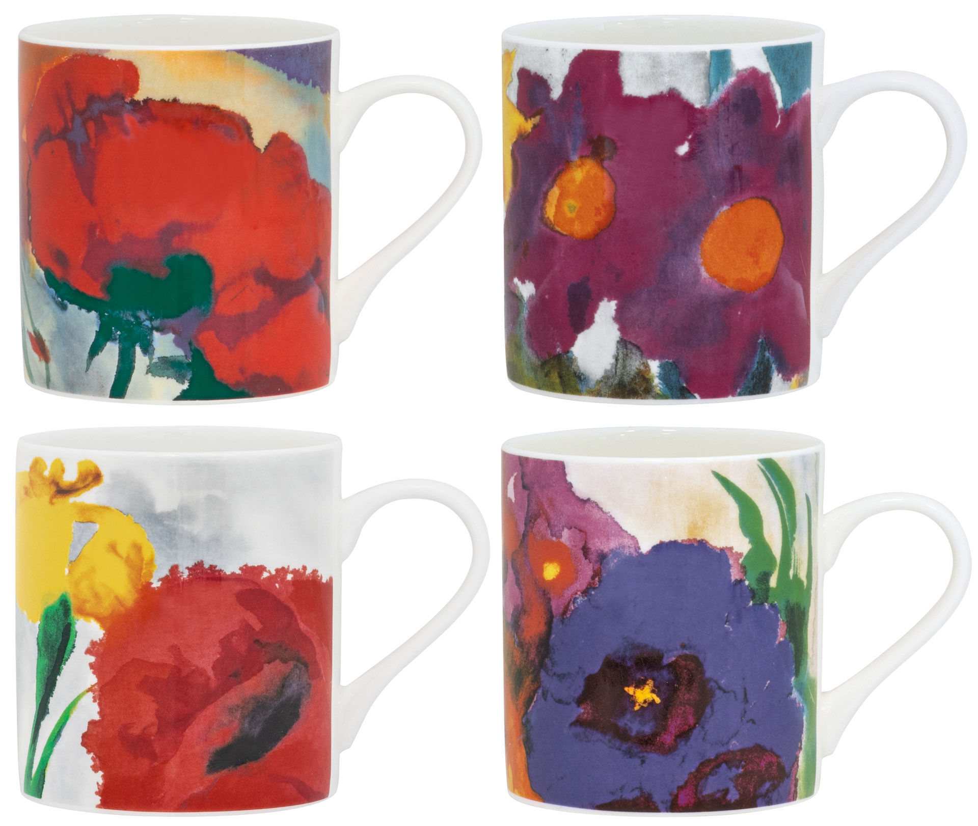 4 Becher mit Künstlermotiven "Sommerblumen" im Set, Porzellan von Emil Nolde