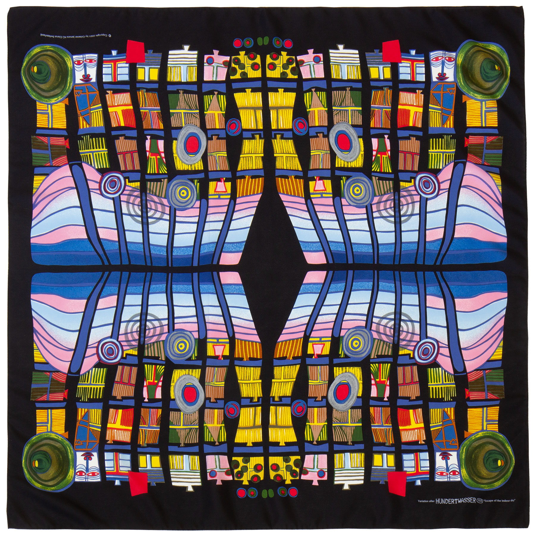 Seidenfoulard "Escape of the indoor sky" (1978) von Friedensreich Hundertwasser