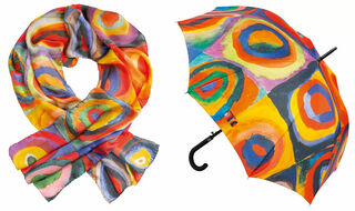 Silketørklæde og stokparaply "Colour Study Squares" (1913) som et sæt von Wassily Kandinsky