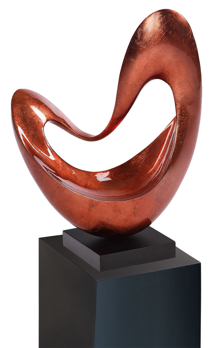 Skulptur "Swift" (orange Version) und Deko-Säule im Set