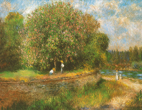 Picture "Blossoming Chestnut Tree" (1881), on stretcher frame by Auguste Renoir