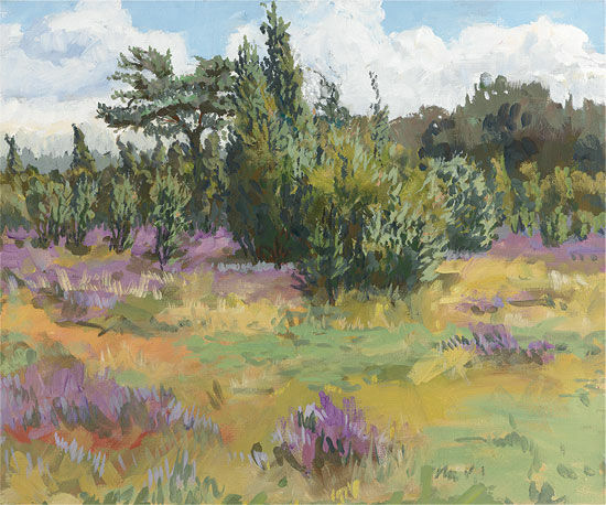 Tableau "Juniper Forest II (Heath Blossom & Juniper Forest near Schmarbeck)" (2011), sur châssis von Frank Suplie