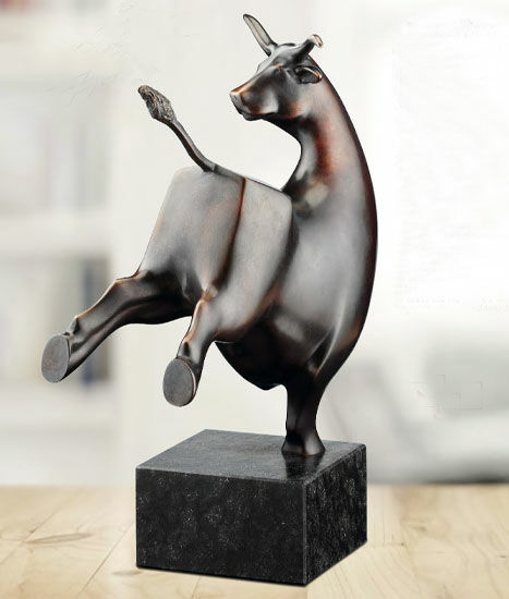 Sculpture "The Dancing Bull", bronze by Evert den Hartog