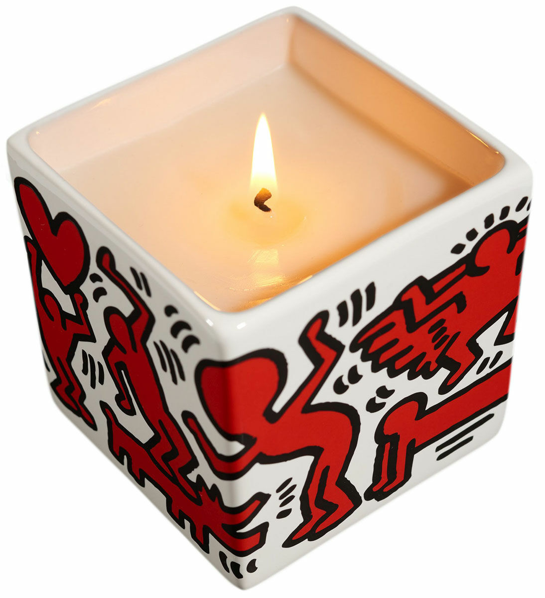 Duftkerze in Porzellanschale "Red on White" von Keith Haring