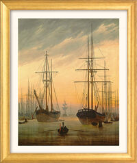 Picture "View of a Harbour" (c. 1815/16), golden framed version