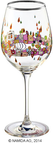 Set de 6 verres à vin "BEAUTY IS A PANACEA - Platinum - White Wine" (La beauté est un panacée - Platine - Vin blanc) von Friedensreich Hundertwasser