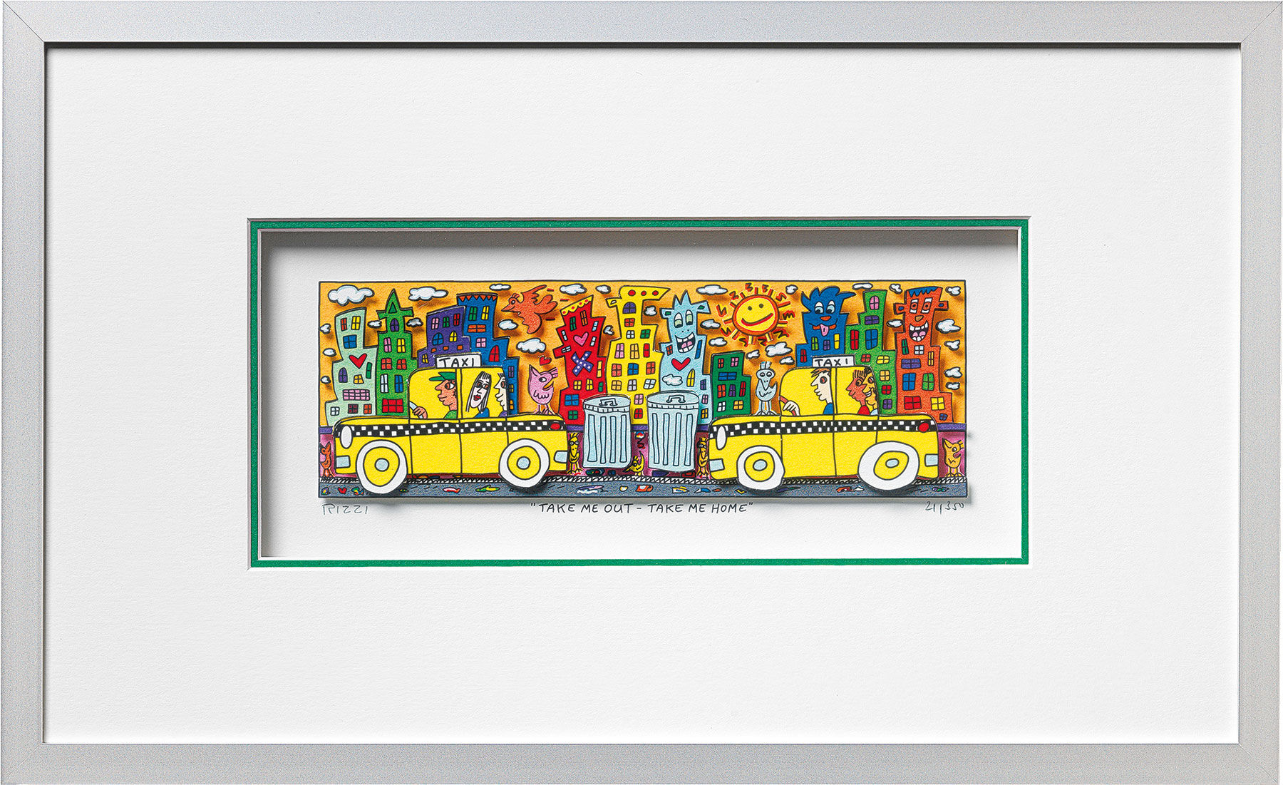 Tableau 3D "Take me out - take me home", encadrée de James Rizzi