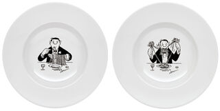 2 Pastateller "Ordnung und Unordnung" im Set, Porzellan