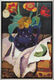 Obraz "Martwa natura z tulipanami w niebieskiej doniczce" (1907), oprawiony w ramę autorstwa Paula Modersohn-Becker