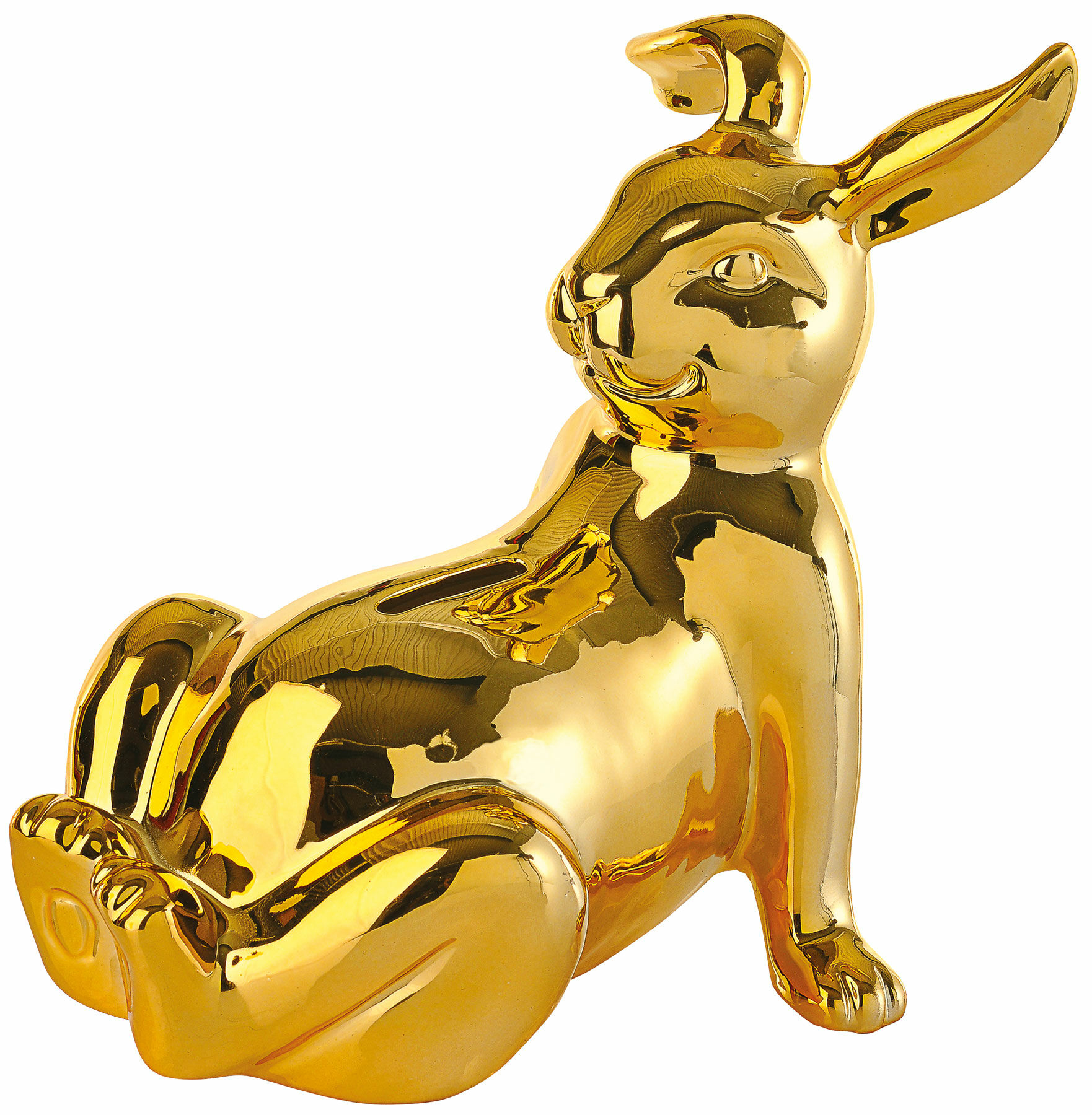 Sparebøsse "Golden Bunny", gyldent glaseret porcelæn von Pols Potten