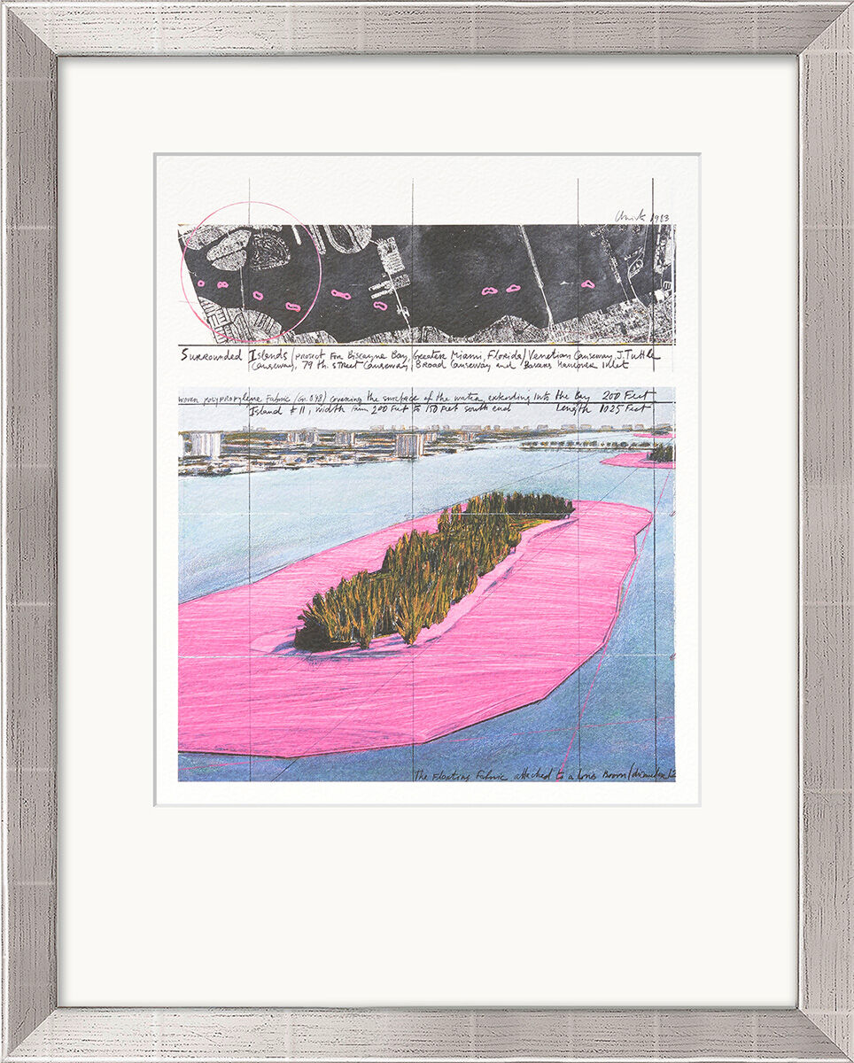 Beeld "Omringde eilanden II", ingelijst von Christo