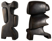 2 Skulpturen "Sól & Máni" im Set, Bronze