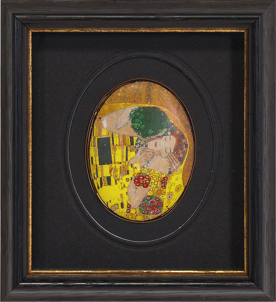Miniatur-Porzellanbild "Der Kuss" (1907-08), gerahmt von Gustav Klimt