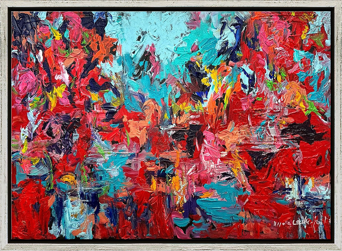 Cuadro "Beso rojo" (2025) (Original / pieza única), enmarcado de Nicole Leidenfrost