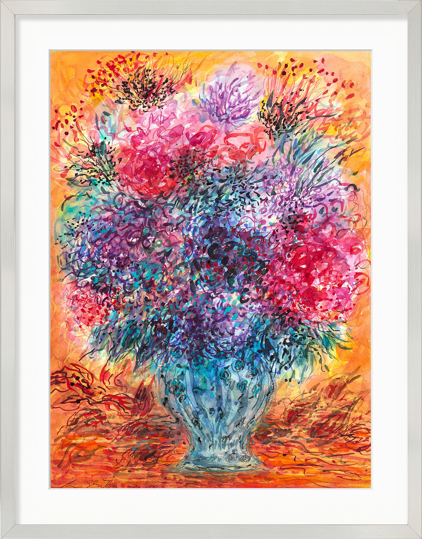 Picture "Bouquet of Flowers" (2018) (Original / Unique piece), framed by Ansgar Skiba