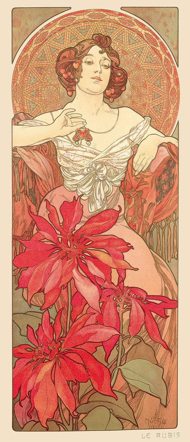 Glass picture "Ruby" by Alphonse Mucha