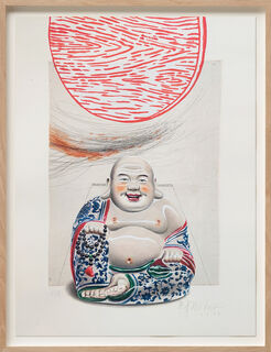 Tableau "Disque rouge #5" (Bouddha)" (2025) (Pièce unique)