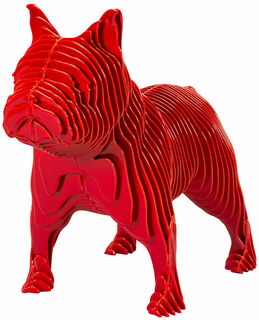 Stahlskulptur "Bulldogge", rote Version