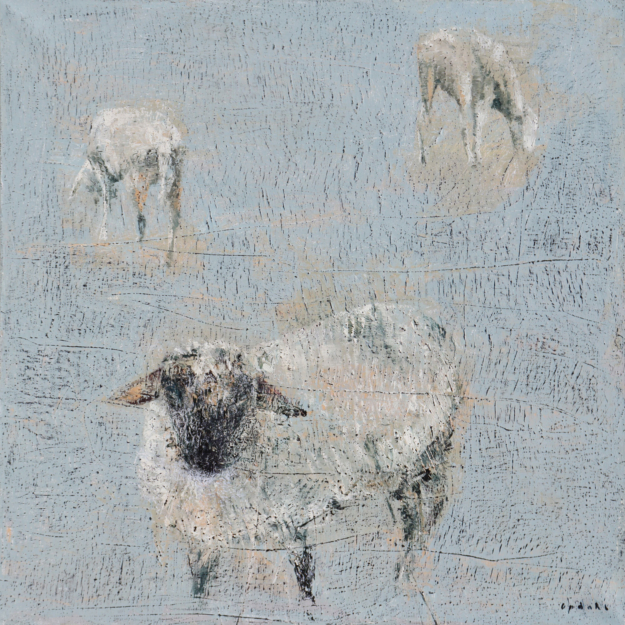 Picture "Three Sheeps #2" (2022) (Unique piece) by Simone Opdahl