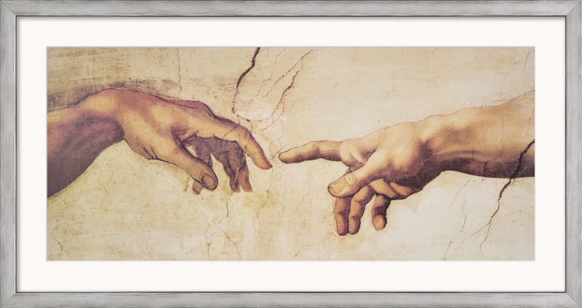 Tableau "Creatino Di Adamo (La création d'Adam)", encadré de Michelangelo Buonarroti