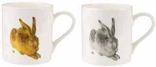 Set of 2 mugs "Gold & Silver Hare", porcelain