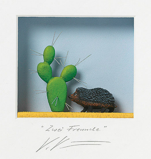 3D-billede "To venner", indrammet von Volker Kühn