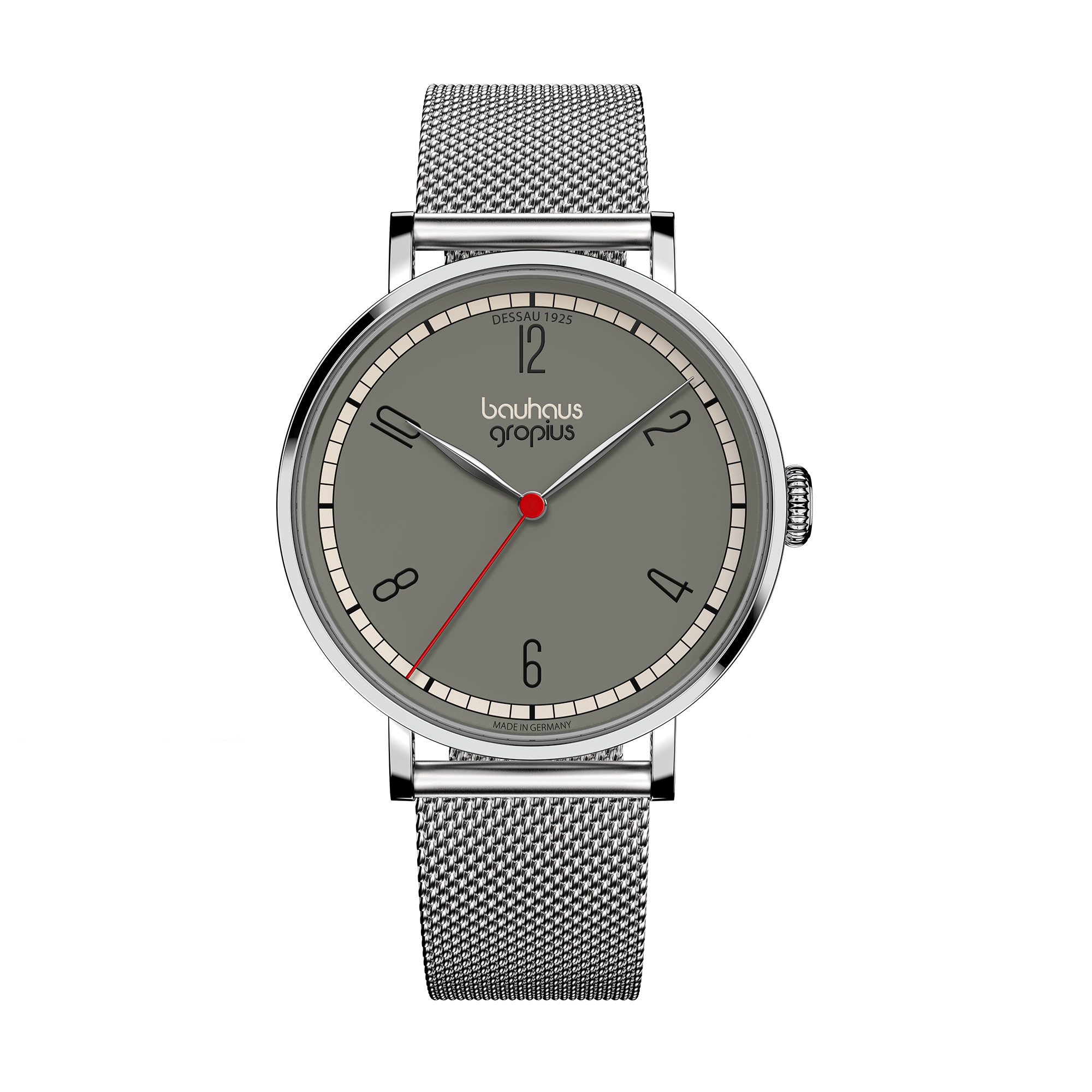 Bauhaus Walter Gropius-polshorloge „Dessau 1925“ – Made in Germany – Saffierglas – 38 mm